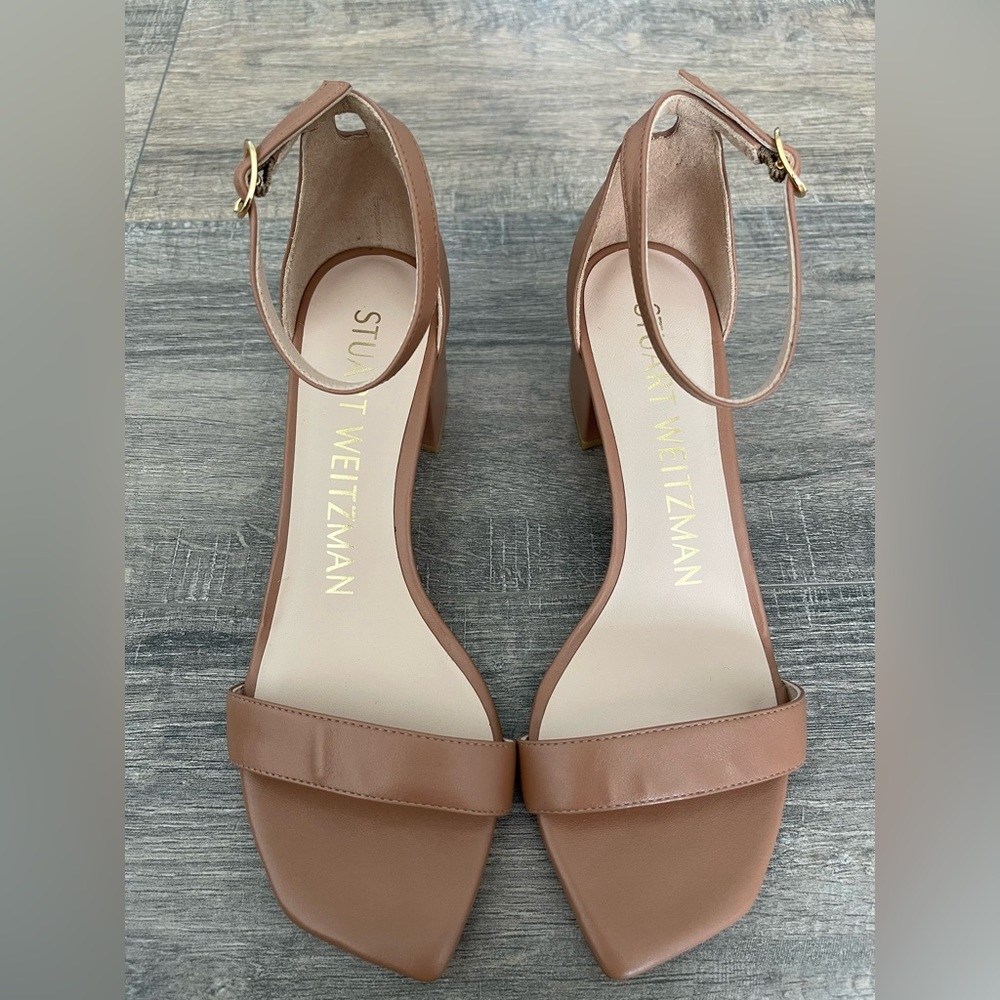 New Stuart Weitzman Nudist Block Ankle Strap Sandal size 6